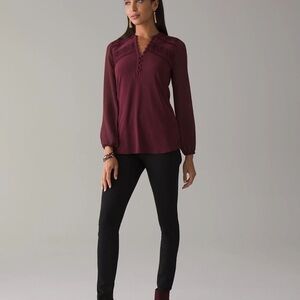 WHITE HOUSE BLACK MARKET Women’s Long Sleeve Matte Jersey Tunic Top